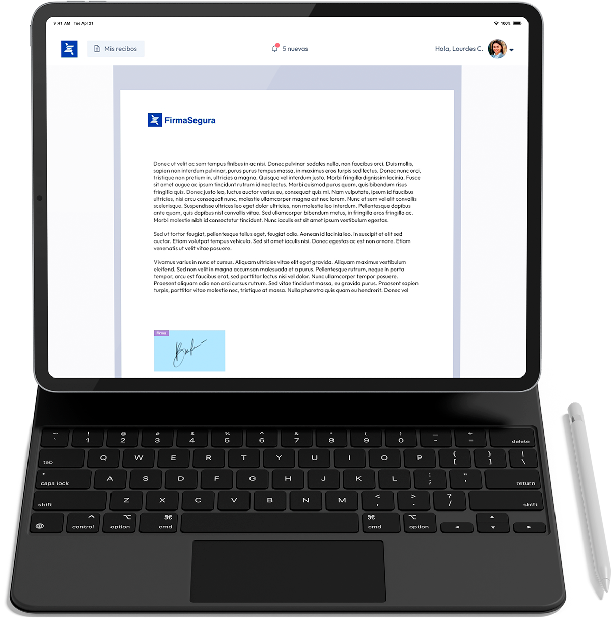 Firmando en una tablet con FirmaSegura Nómina®.